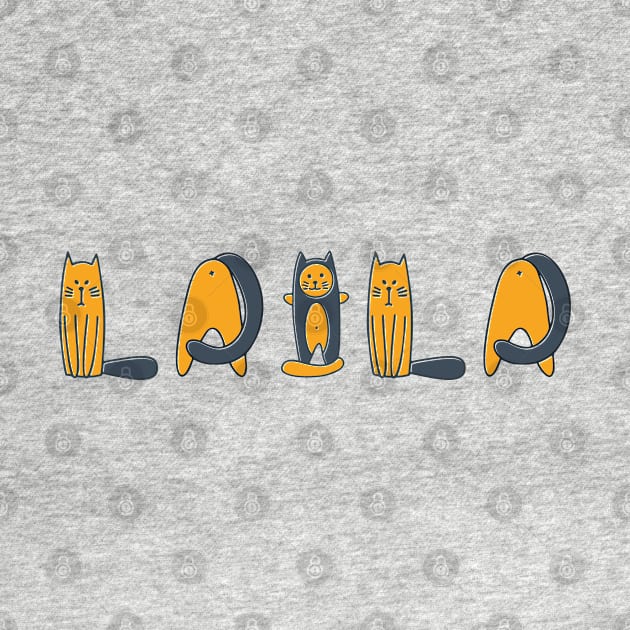 Laila | Girl Name | Cat Lover | Cat Illustration by LisaLiza